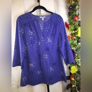 Croft & Barrow | Women’s Blue w/ Floral Print Blouse Top